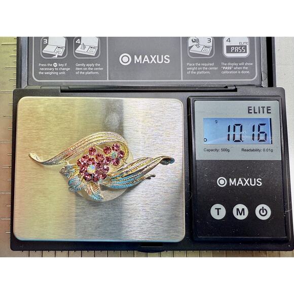 Vintage 1960s Juliana D&E Amethyst & AB Rhinestone Floral Spray Brooch - Picture 8 of 9